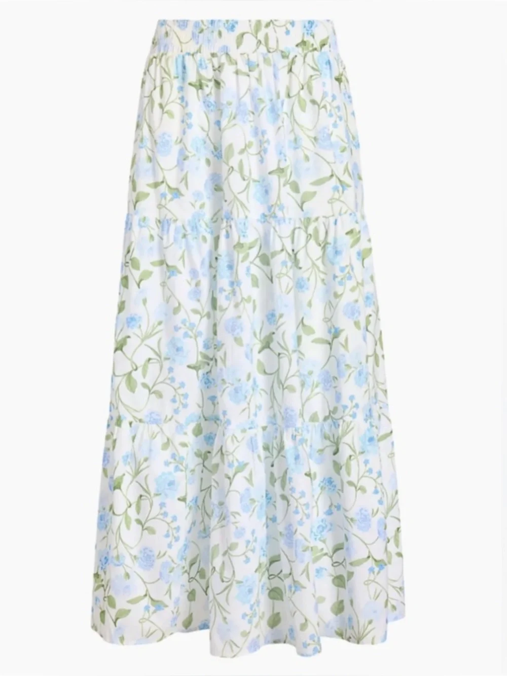 HILL HOUSE | NWT The Florence Nap Skirt in Blue/Green Peony Bouquet, Size Small - Picture 2 of 9
